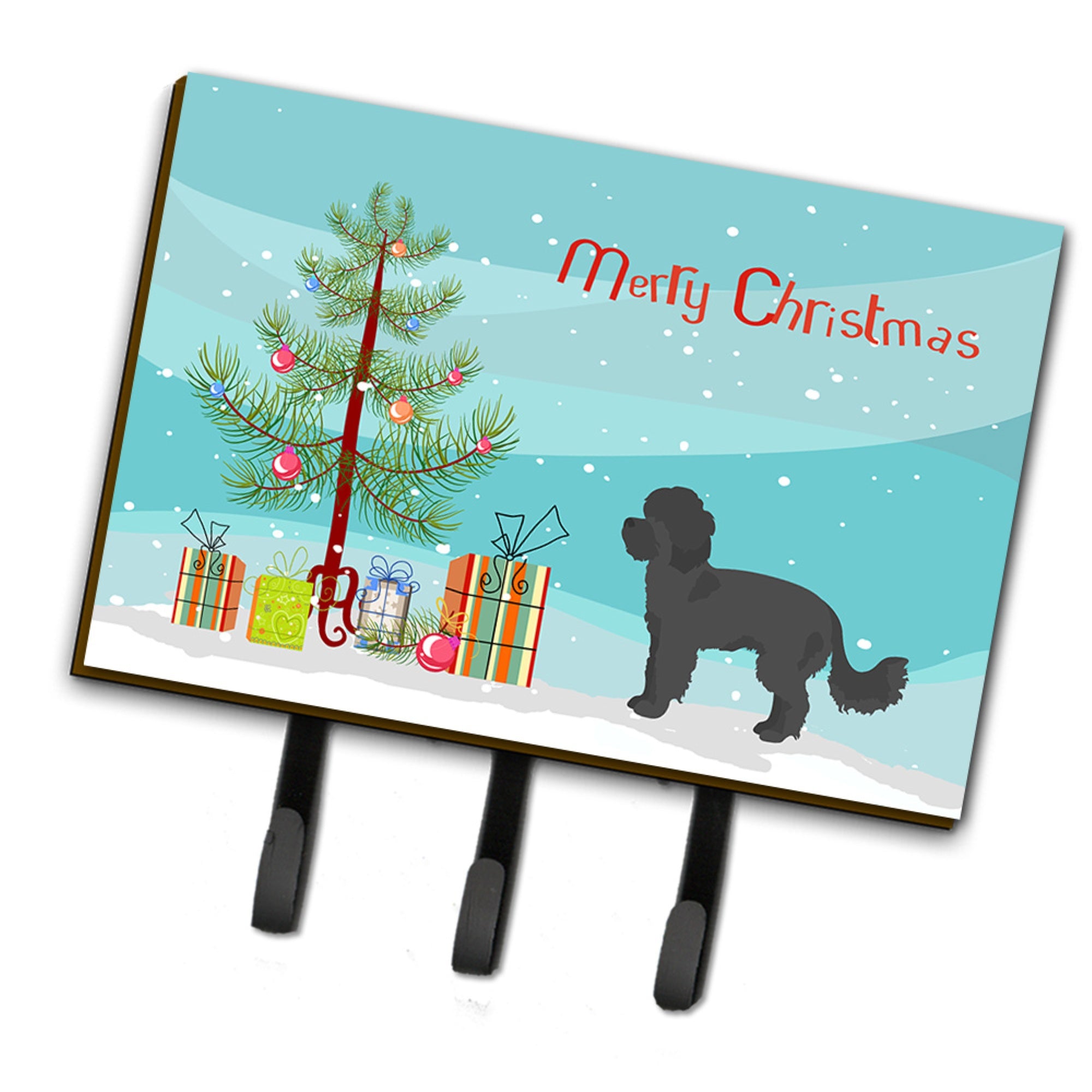 Caroline'S Treasures Black Maltipoo Christmas Tree Leash Or Key Holder Hooks, Multicolor